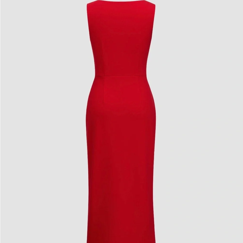 Red Ruched Dress - Picture 2 of 3